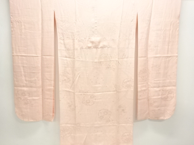 雪輪に草花模様織り出し単衣振袖用長襦袢